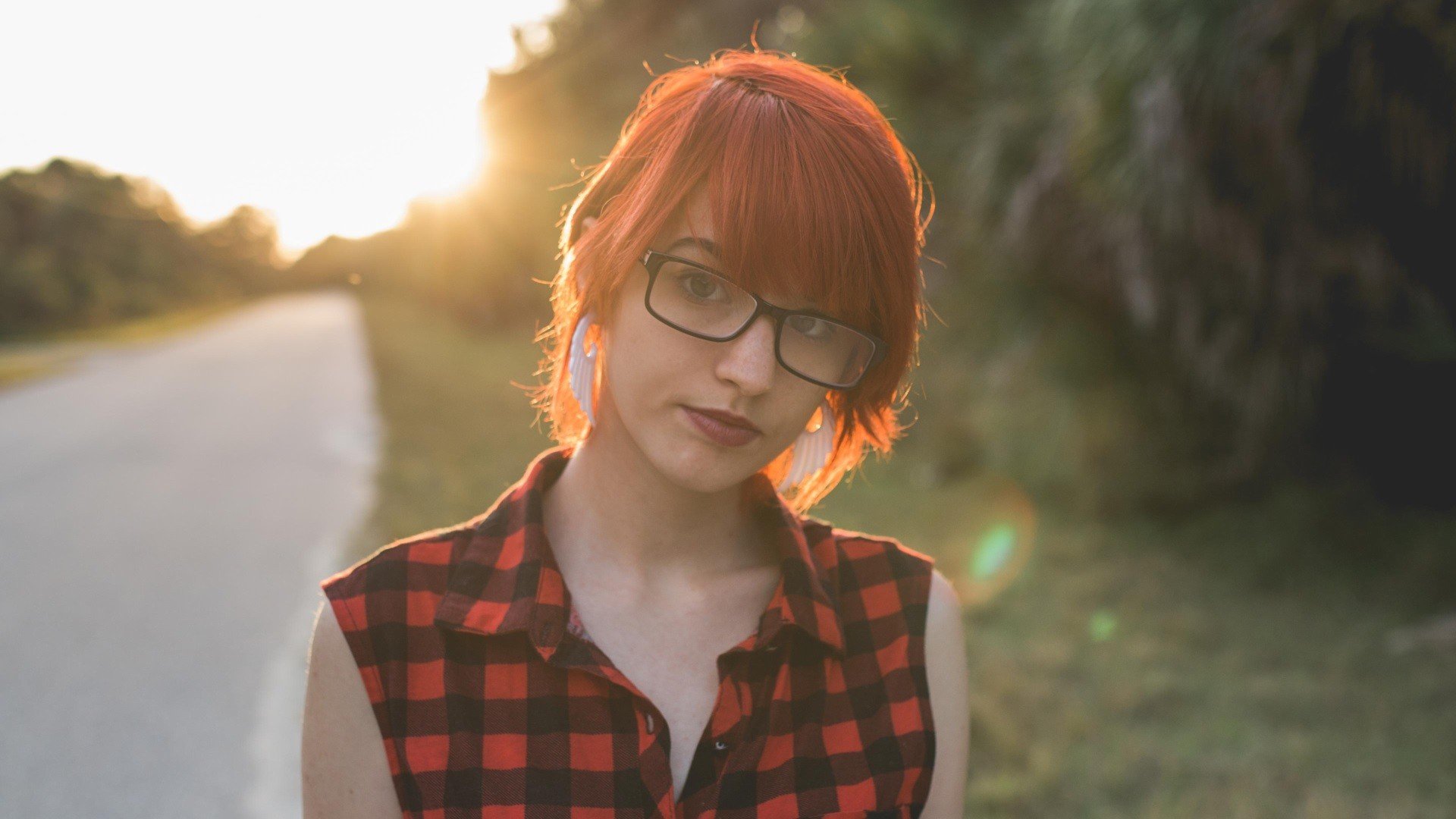 redhead, Tuxie Suicide, Plaid, Glasses, Suicide Girls Wallpaper