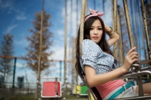 women, Model, Trees, Playground, Asian
