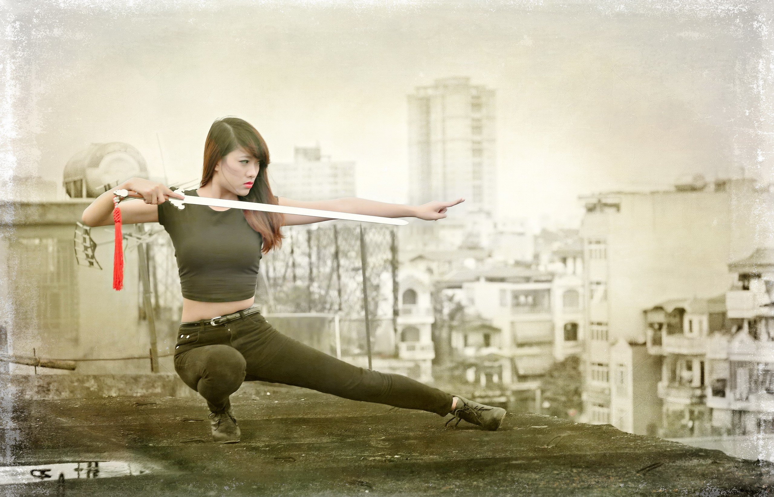 sword, Women, Asian, Model Wallpaper