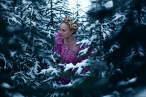 snow, Model, Women, Women outdoors, Trees
