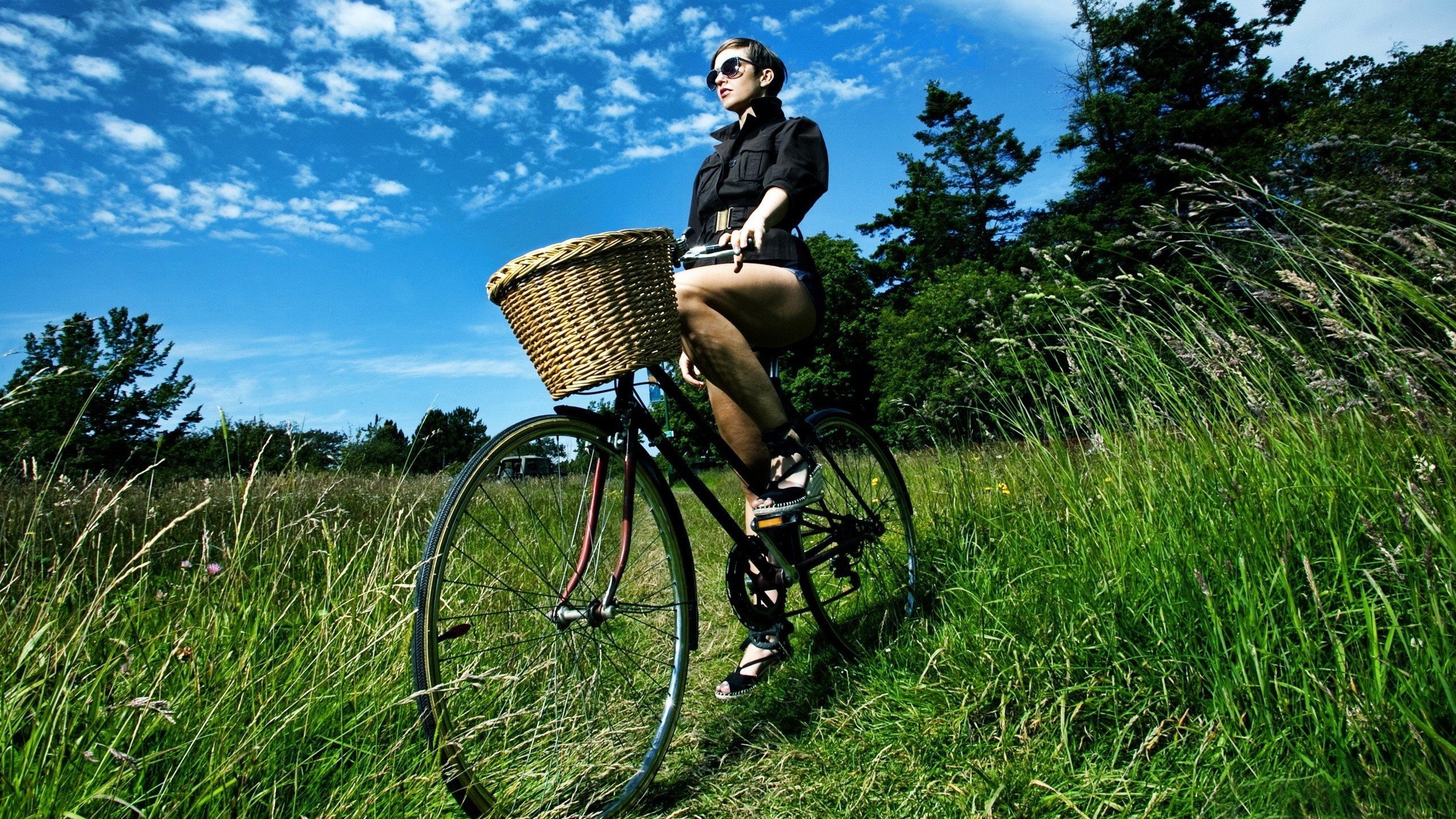 model, Women, Bicycle, Nature, Glasses Wallpaper