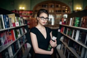 women, Books, Library
