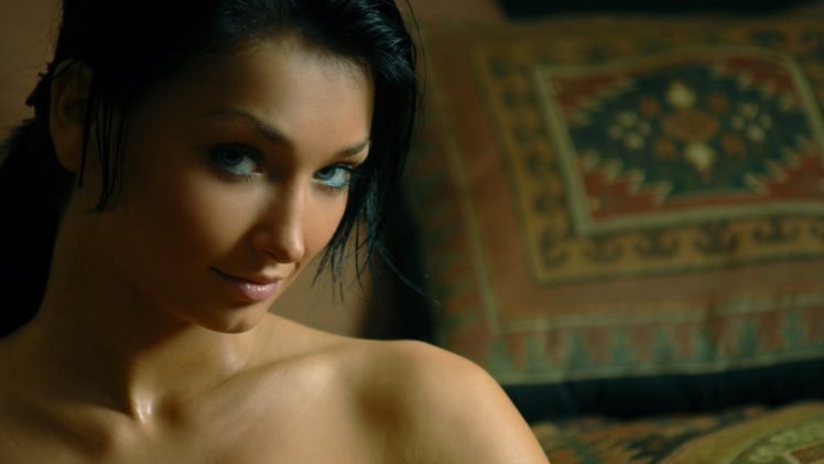 women, Model, Brunette, Green eyes, Anna Veremchuk HD Wallpaper Desktop Background