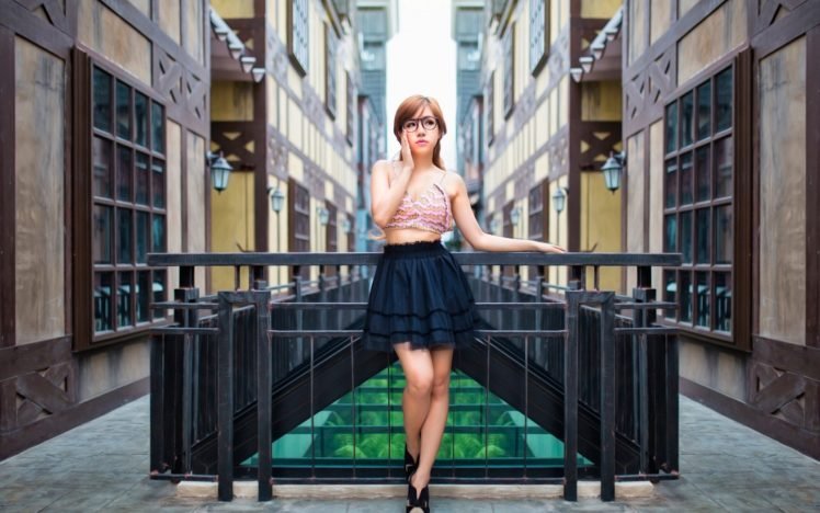 women, Model, Glasses, Skirt, Asian HD Wallpaper Desktop Background