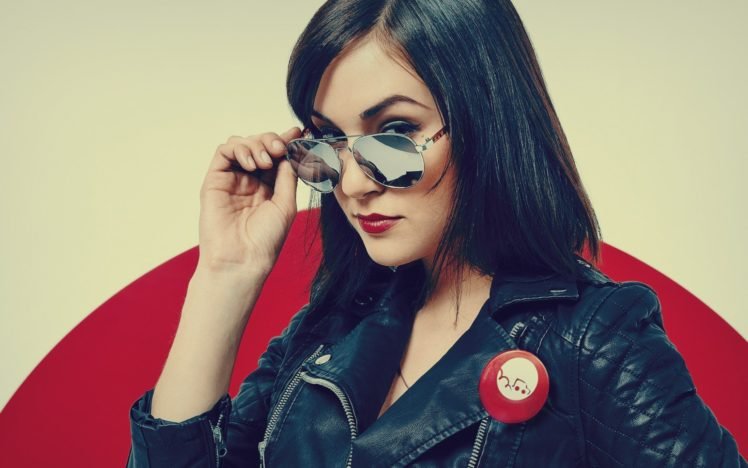 Sasha Grey, Women, Glasses, Face, Jacket, Portrait HD Wallpaper Desktop Background