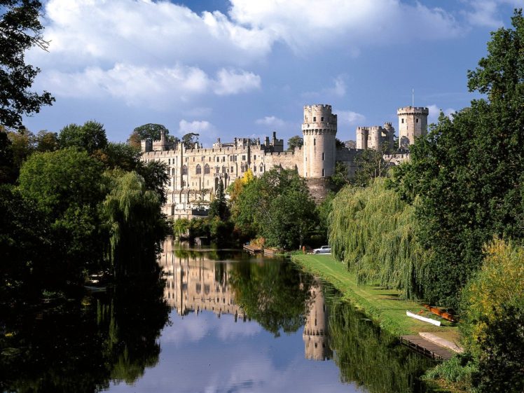 castle, Warwick, England, UK, Reflection HD Wallpaper Desktop Background