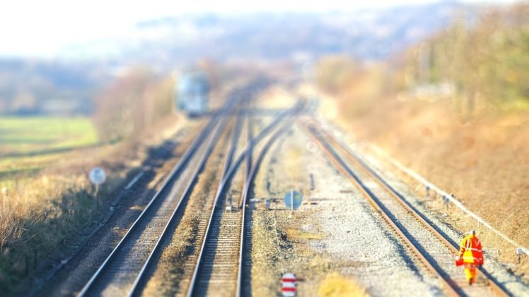 railway, Blurred, Tilt shift HD Wallpaper Desktop Background