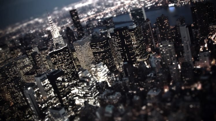 cityscape, Tilt shift, Skyscraper, Lights, New York City HD Wallpaper Desktop Background