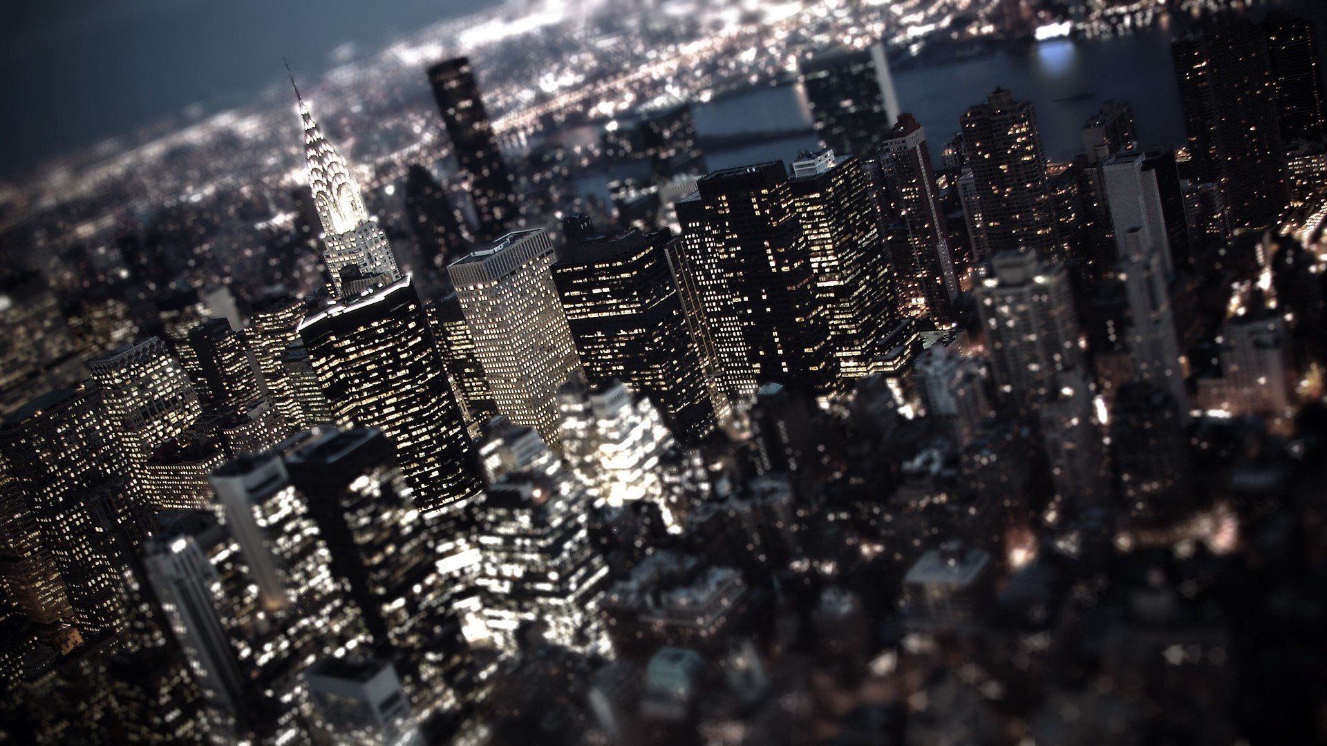 cityscape, Tilt shift, Skyscraper, Lights, New York City Wallpaper