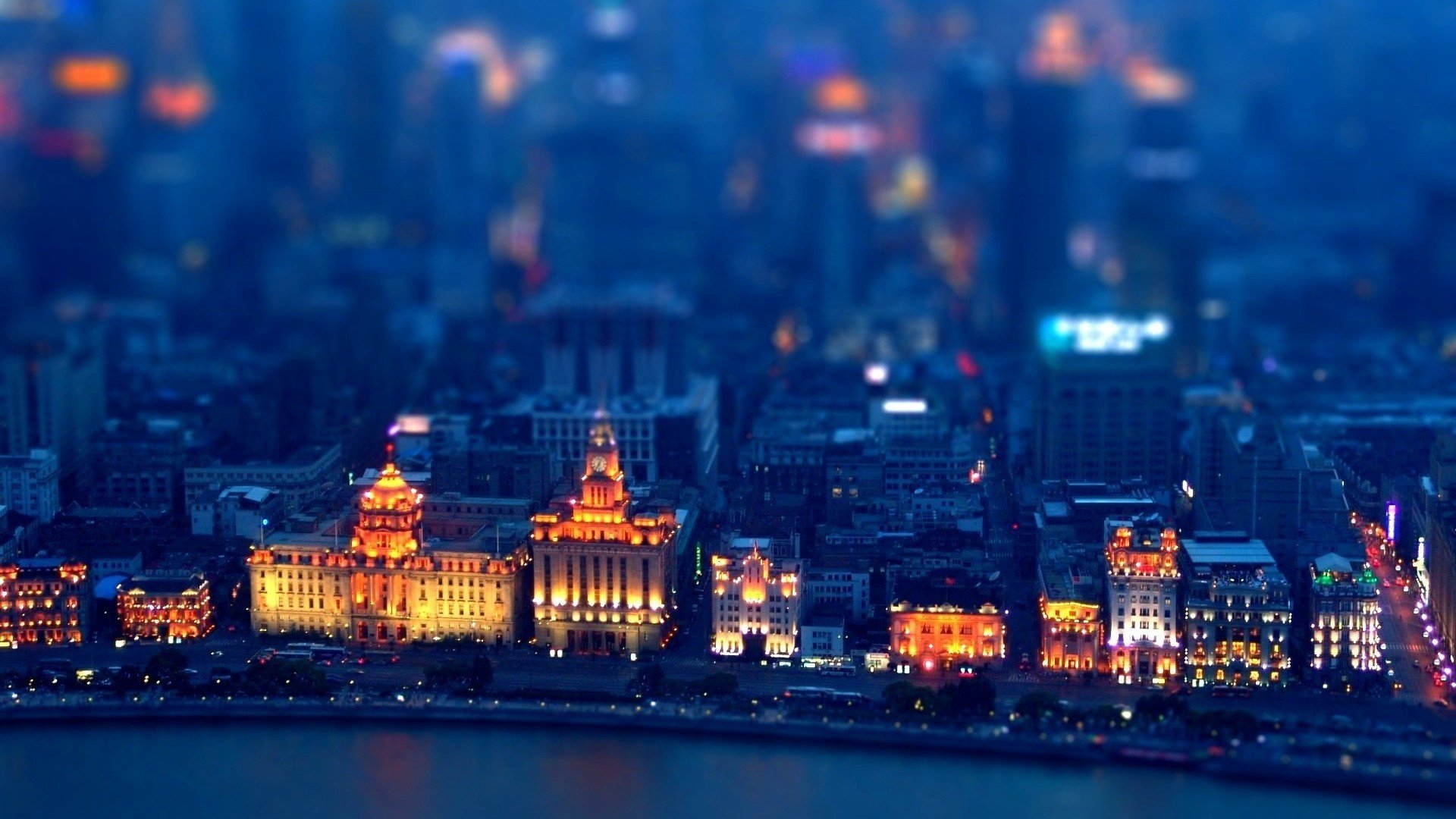 cityscape, Blurred, Lights, Building, Tilt shift, Shanghai Wallpaper