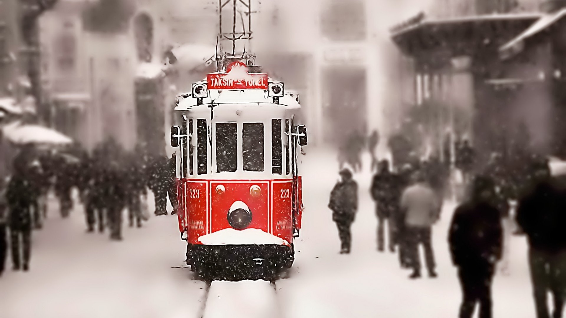 Turkey, Tram, Snow, Istanbul, Taksim Wallpaper