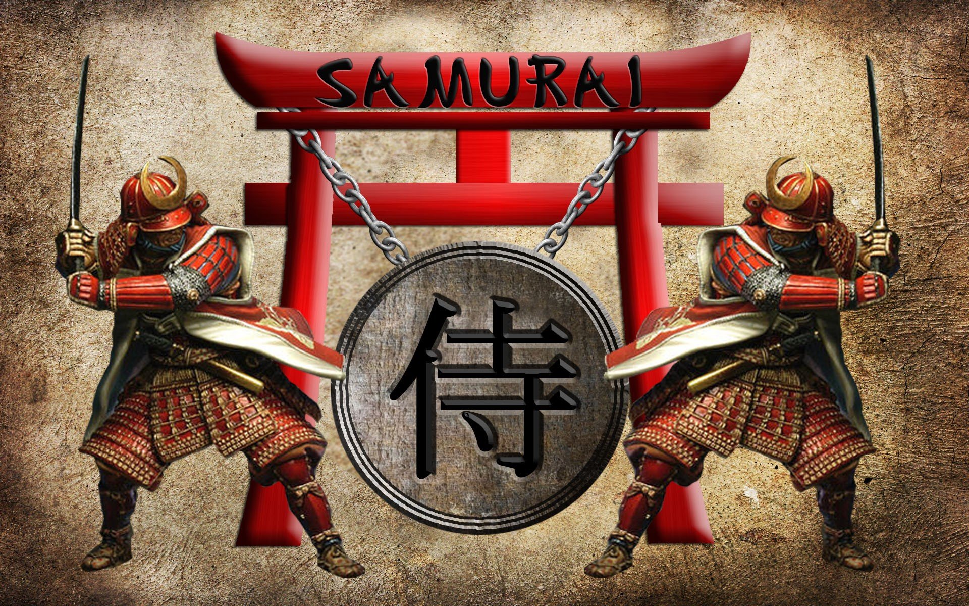 samurai, Shields, Torii Wallpaper