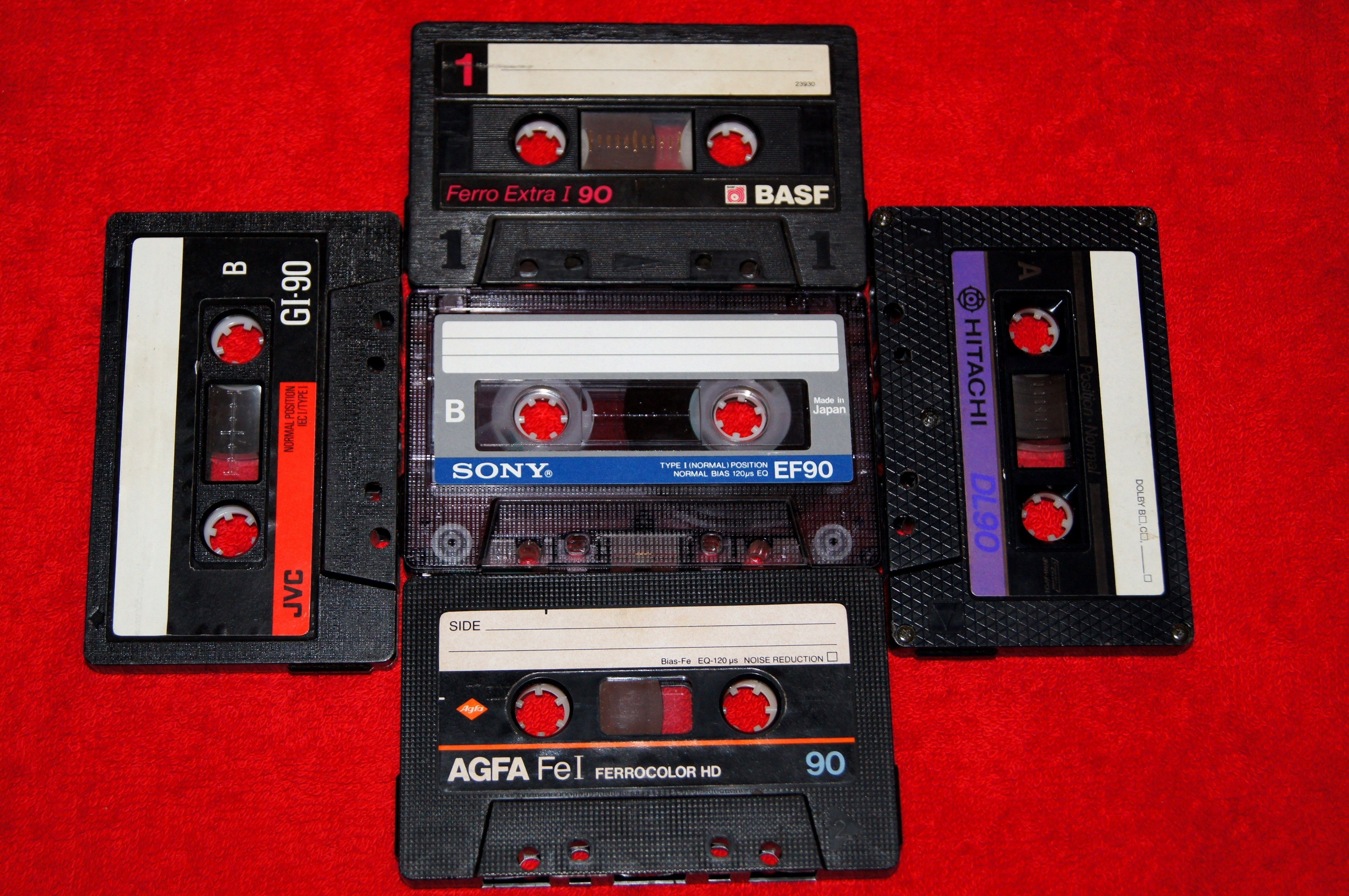 tape, Music, Red background Wallpaper