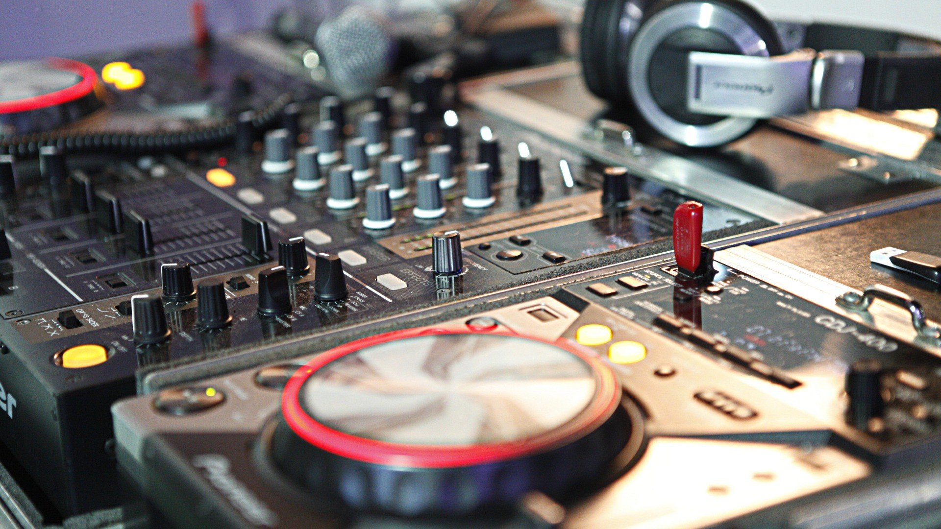 DJ, Mixing consoles, Headphones Wallpaper