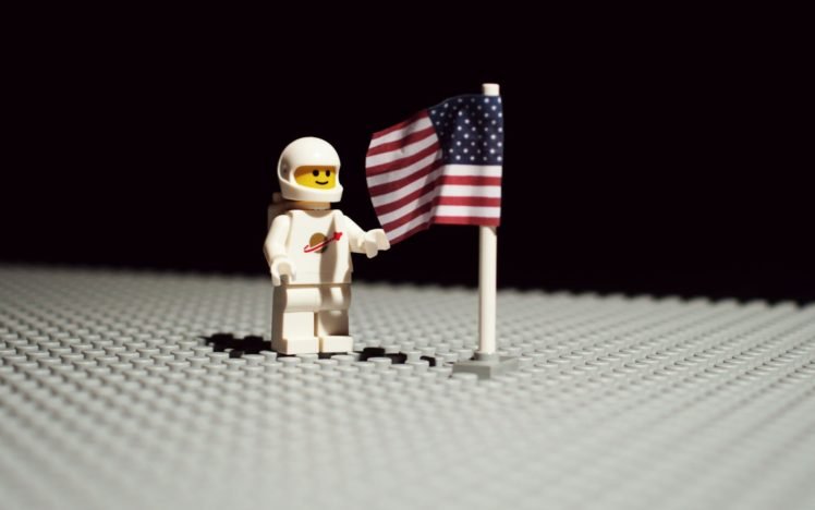 LEGO, Moon, American flag HD Wallpaper Desktop Background