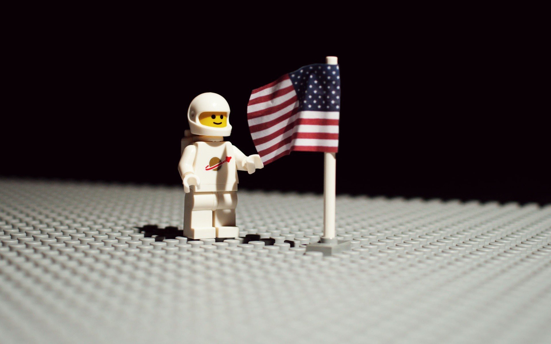 LEGO, Moon, American flag Wallpaper