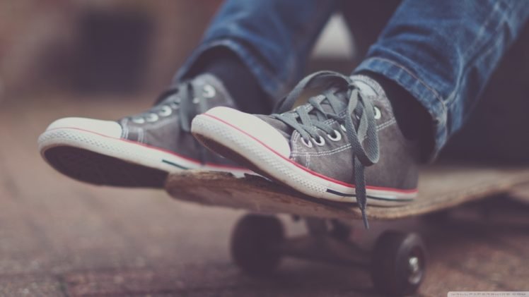 skateboard, Shoes, Jeans, Blurred HD Wallpaper Desktop Background