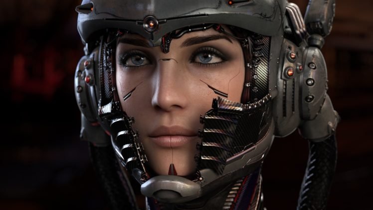 cyberpunk, Cyborg, Helmet HD Wallpaper Desktop Background