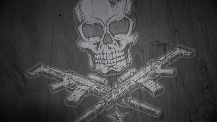 skull, Gun HD Wallpaper Desktop Background