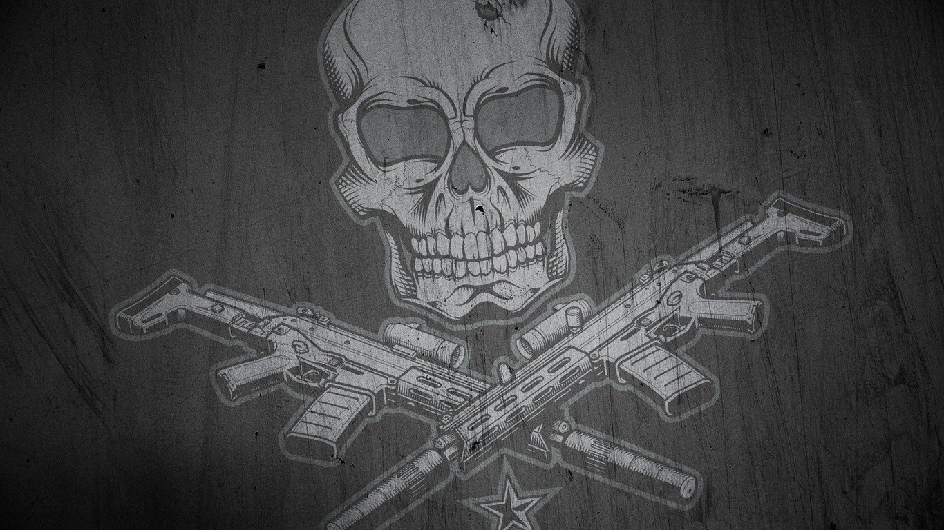 skull, Gun Wallpaper