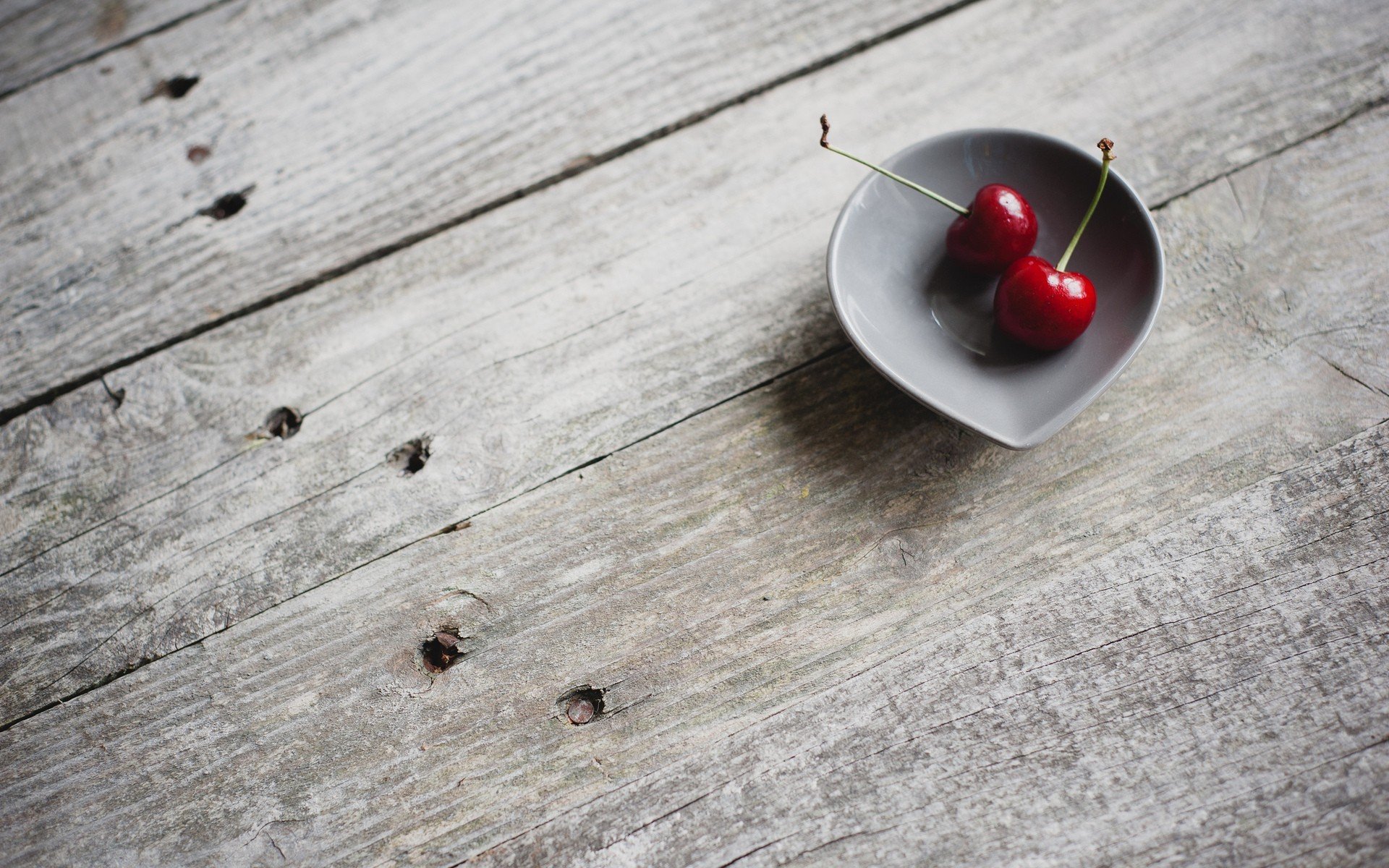 cherries, Bowls, Wooden surface Wallpaper
