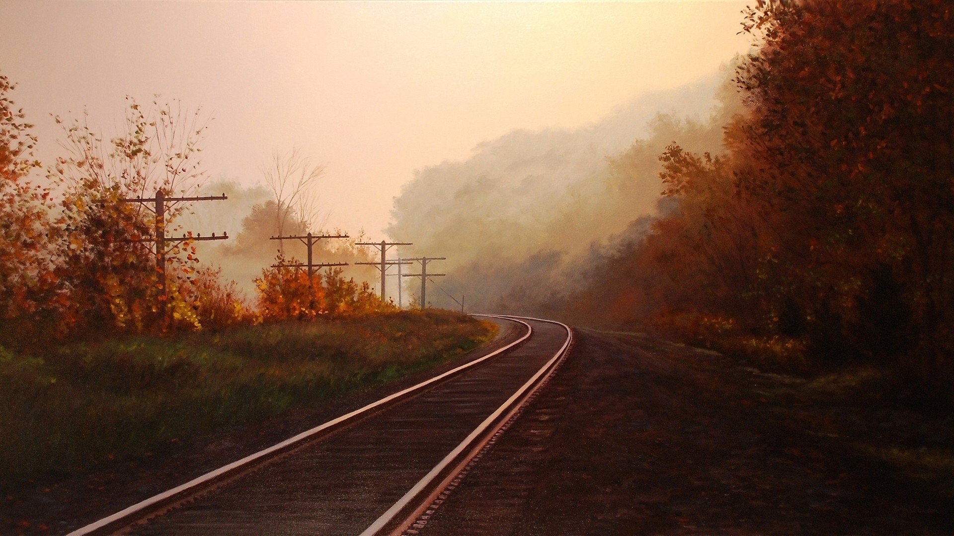 railway, Painting Wallpaper