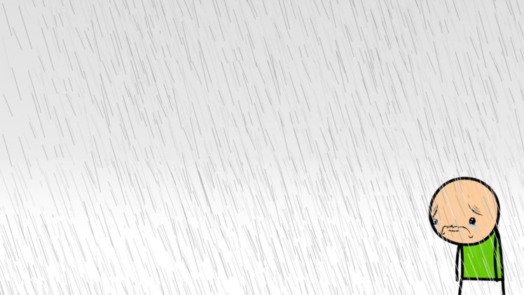 Cyanide and Happiness, Sad, White background, Rain HD Wallpaper Desktop Background