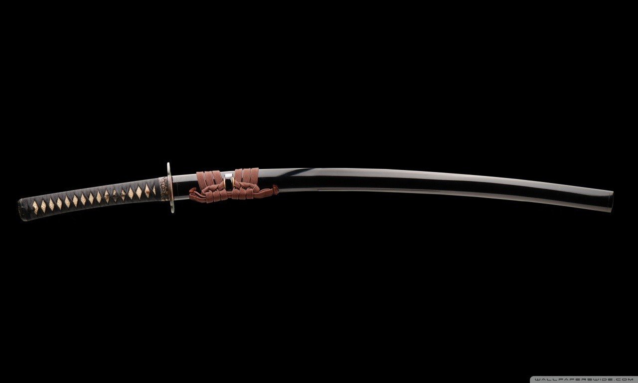 sword, Katana, Black background Wallpaper