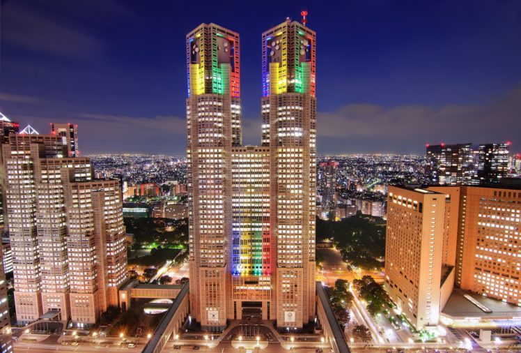 night, Lights, Long exposure, Cityscape, City, Road, Tokyo, Skyscraper, Building, Colorful HD Wallpaper Desktop Background