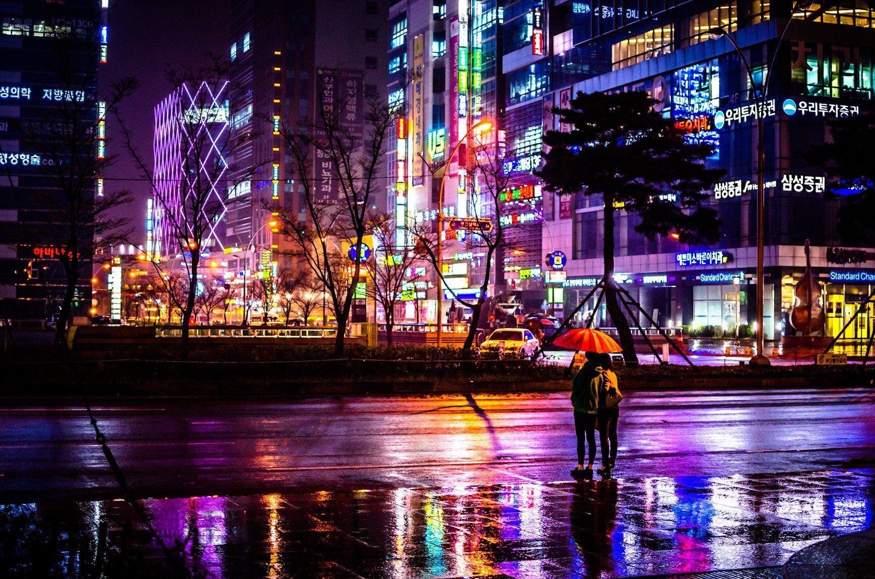 cityscape, Umbrella, South Korea Wallpaper