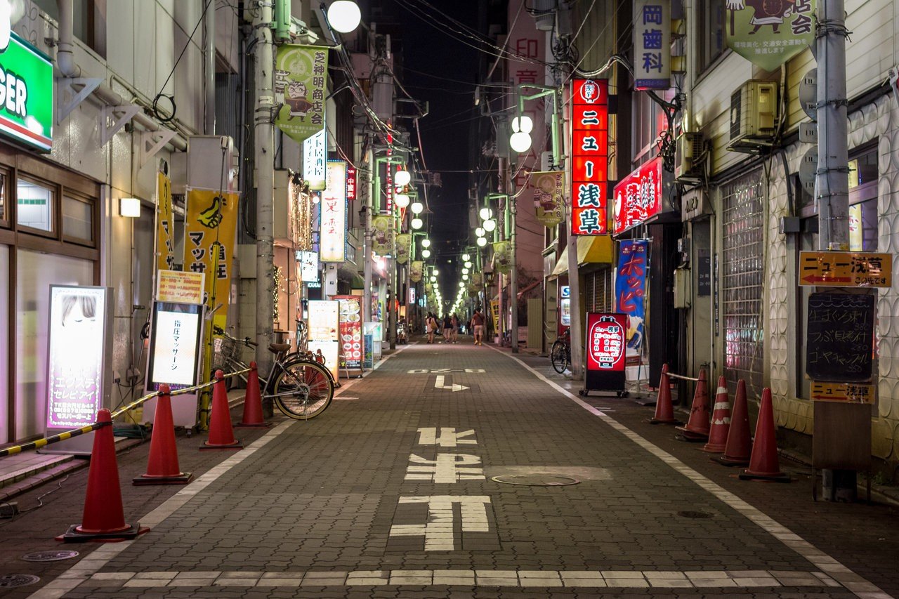 Japan, Road, Night, Traffic cone Wallpaper