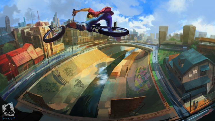 bicycle, Jumping, Skatepark HD Wallpaper Desktop Background