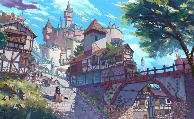 village, Castle HD Wallpaper Desktop Background