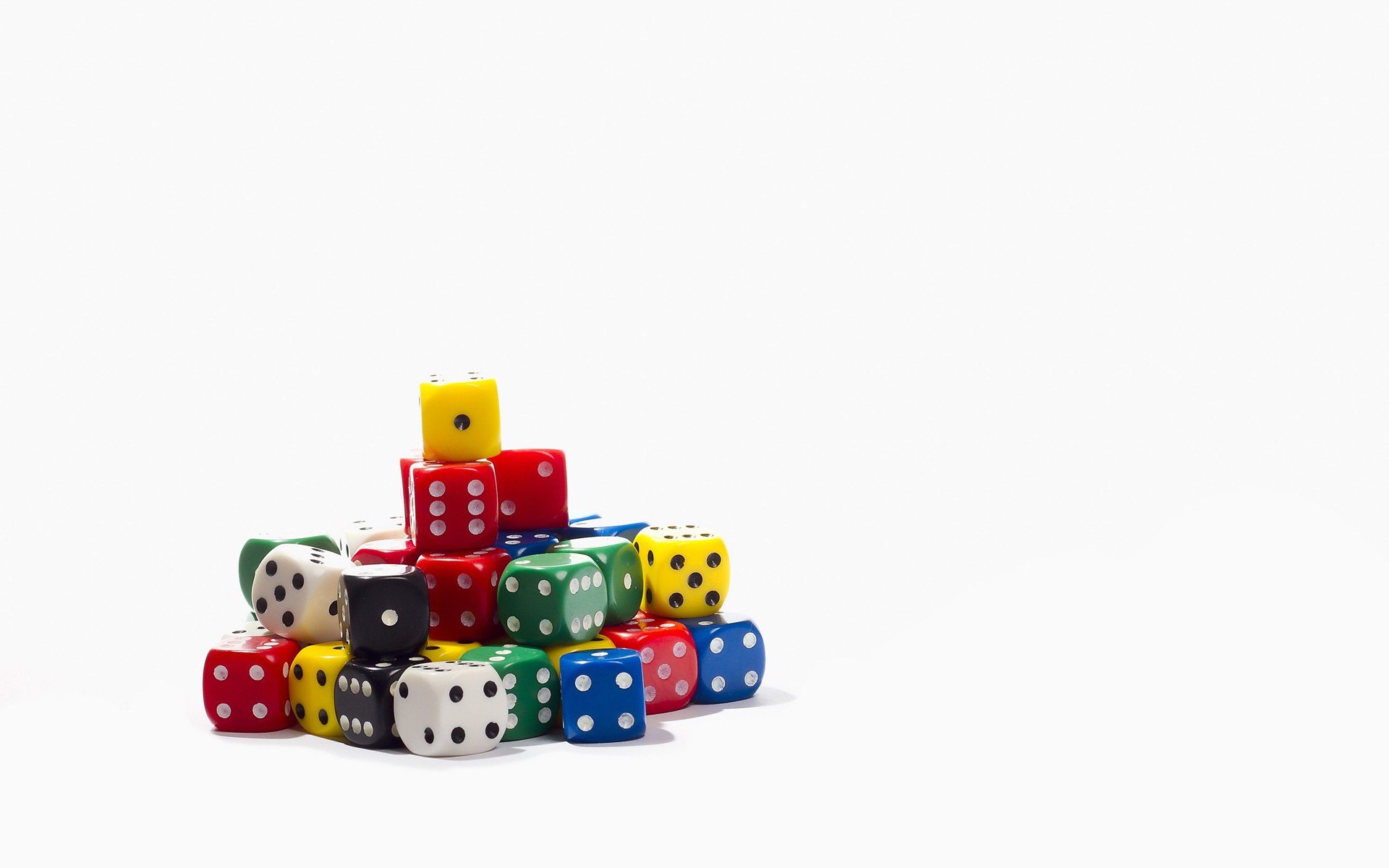 cube, Minimalism, Dice, White background, Colorful Wallpaper