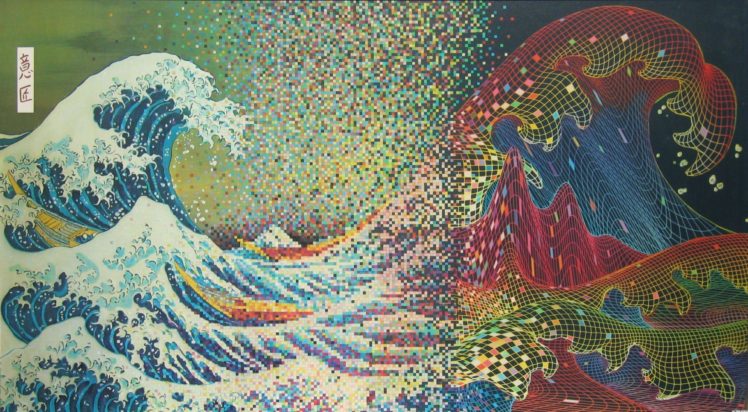 The Great Wave off Kanagawa, Pixels HD Wallpaper Desktop Background