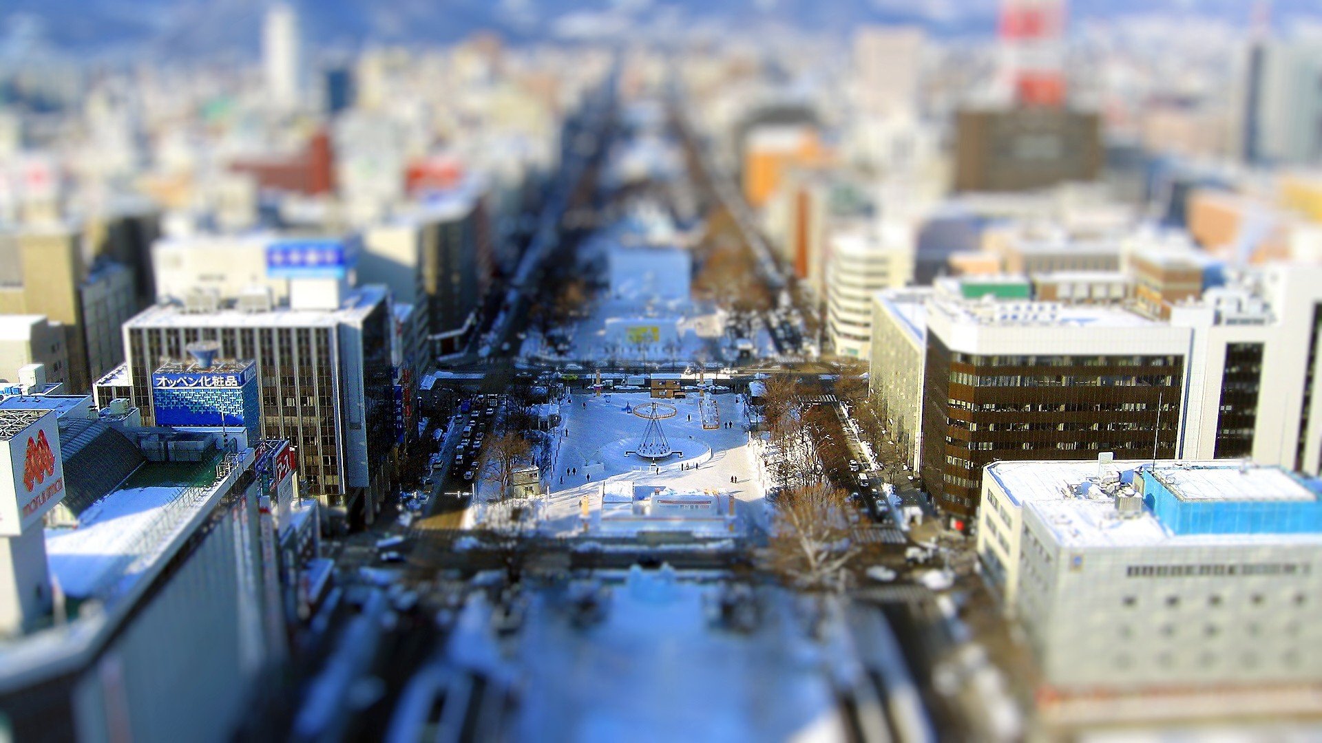tilt shift, Cityscape, Sapporo, Japan Wallpaper