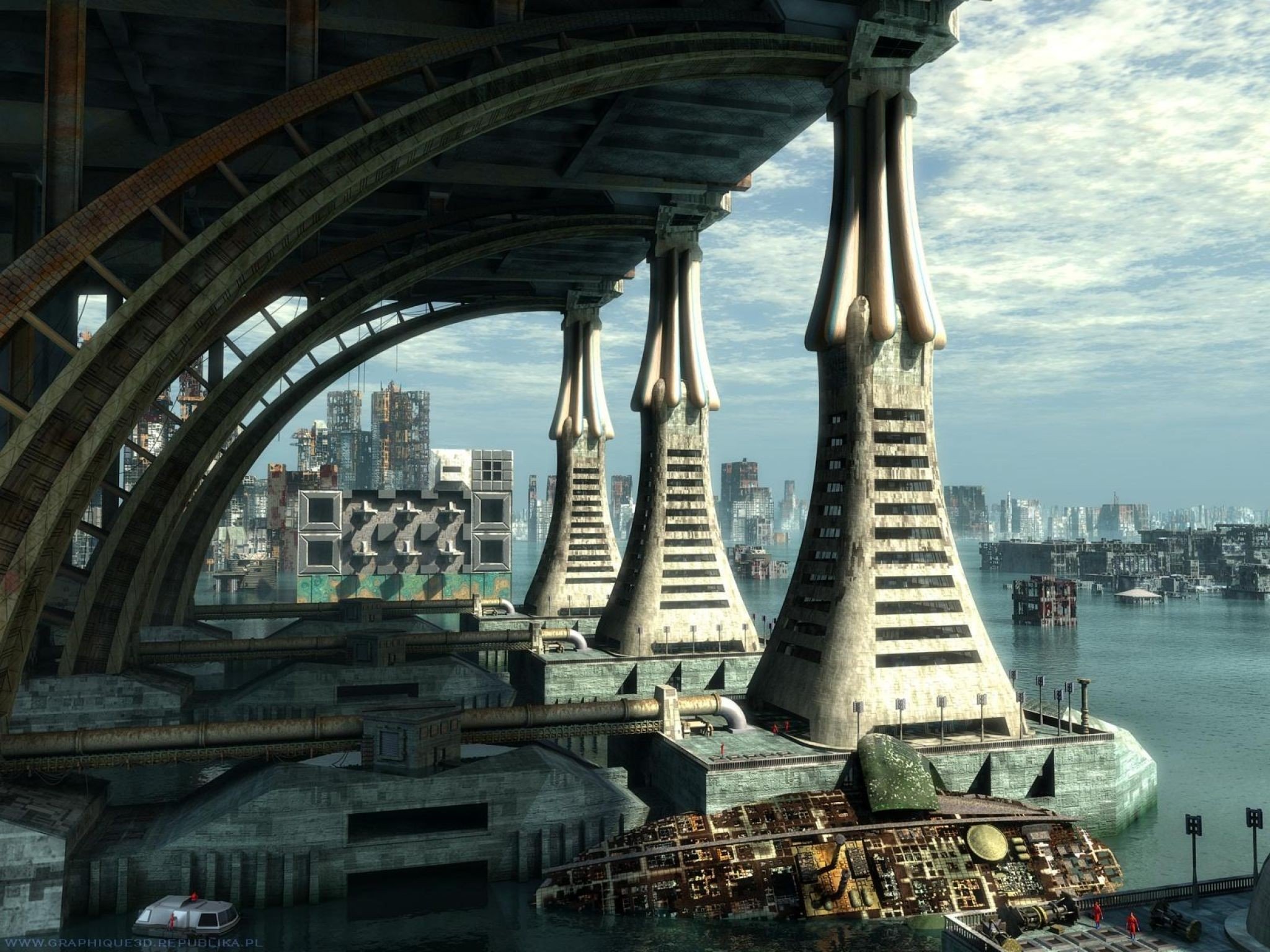 harbor, CGI Wallpaper