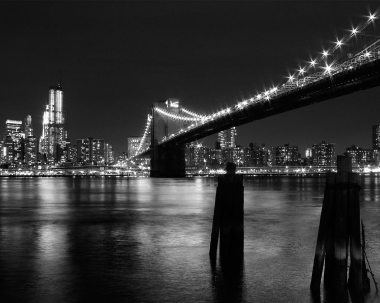 New York City, Bridge, Monochrome HD Wallpaper Desktop Background