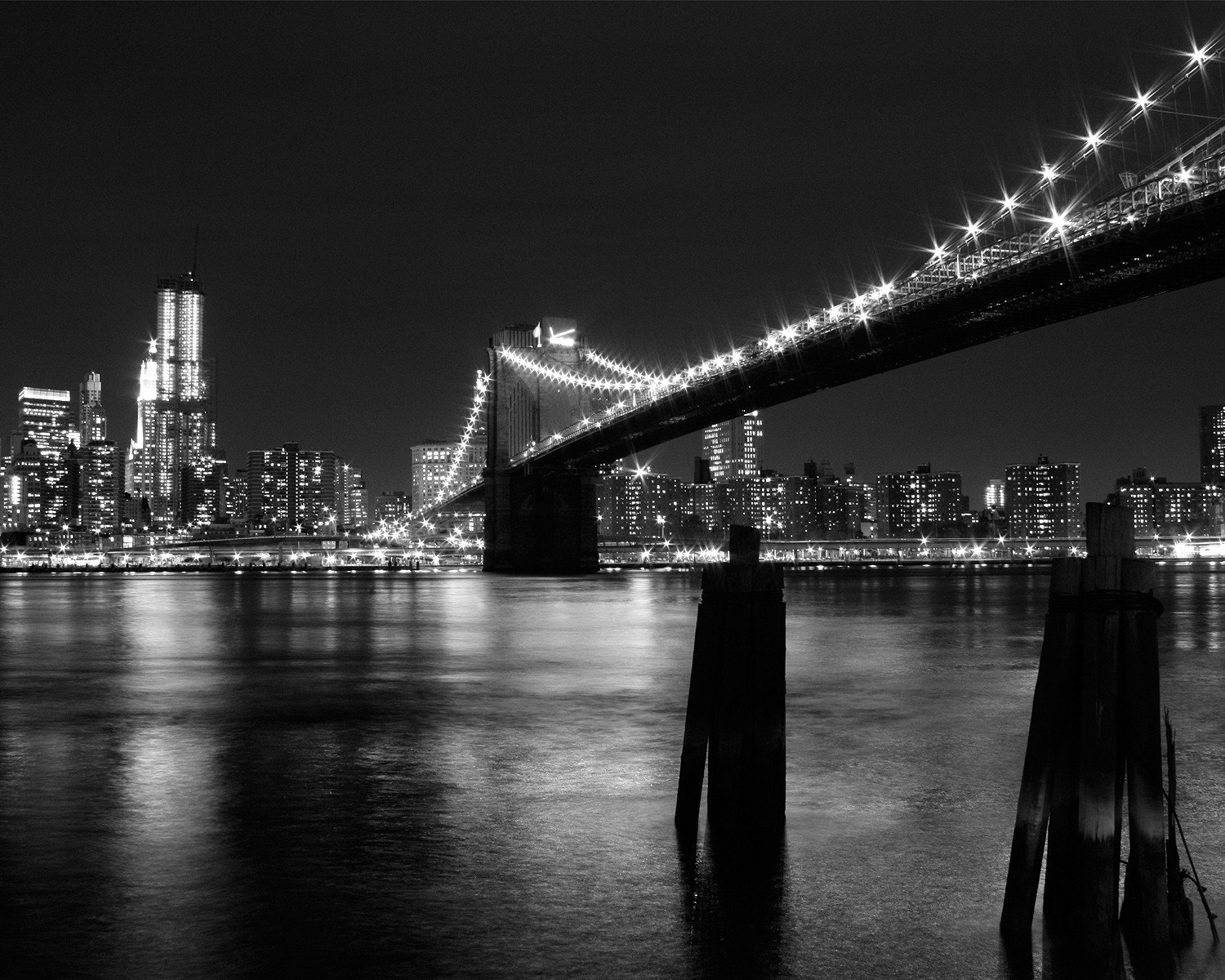 New York City, Bridge, Monochrome Wallpaper