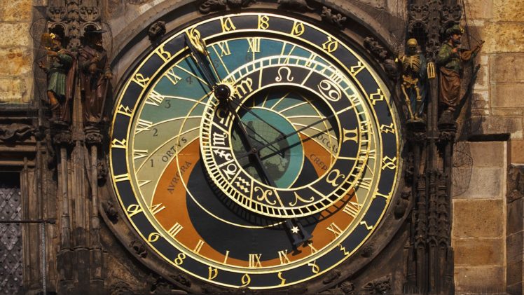 architecture, Prague, Czech Republic, Clocktowers, Clocks, Clockwork, Astronomy, Skeleton, Old building, Zodiac, Machine, History HD Wallpaper Desktop Background