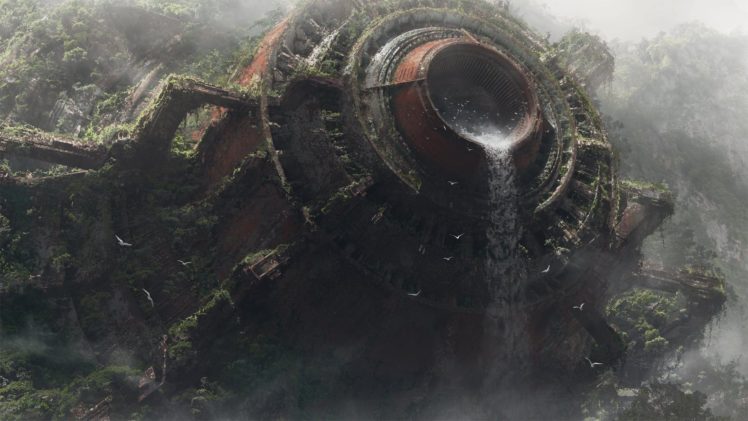 science fiction, Waterfall HD Wallpaper Desktop Background