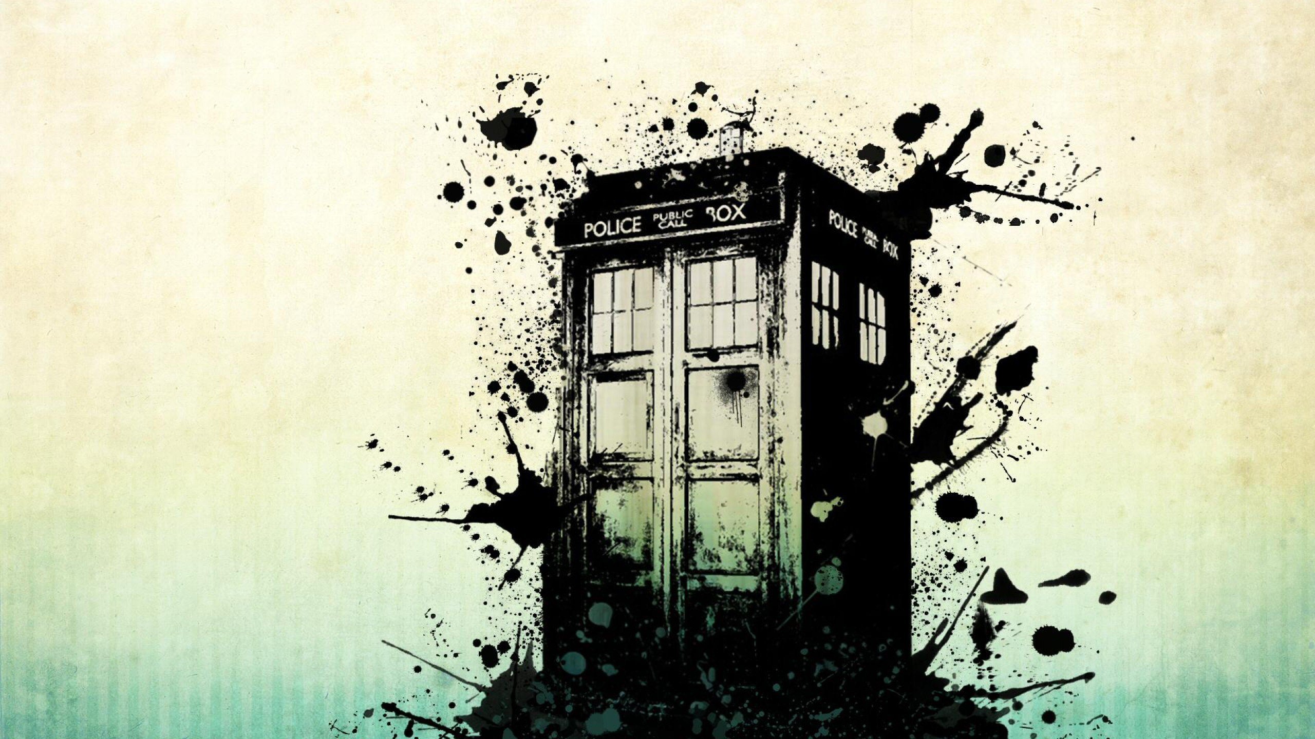 science fiction, TARDIS, Vector art, Paint splatter, Phone box Wallpaper