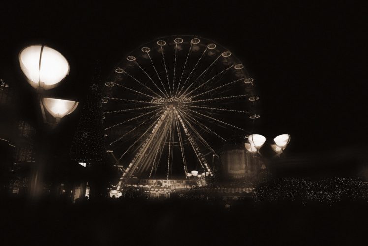 sepia, Theme parks, Ferris wheel HD Wallpaper Desktop Background