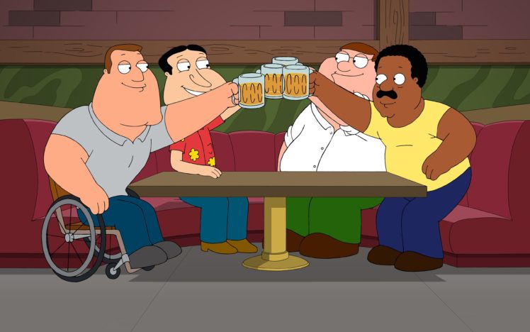 Family Guy, Beer, Glenn Quagmire, Joe Swanson, Peter Griffin, Cleveland Brown, Bar HD Wallpaper Desktop Background