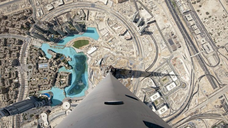 cityscape, Dubai, Burj Khalifa, United Arab Emirates, Architecture, Building, Skyscraper, Top view, Shadow, Road HD Wallpaper Desktop Background