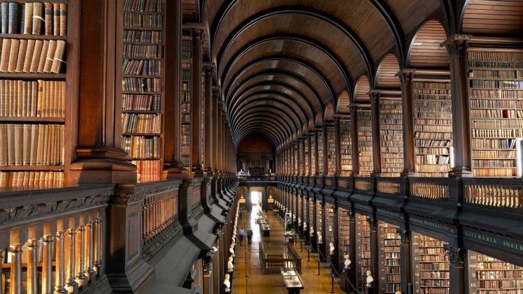 library, Books, Trinity College Library, Dublin, Shelves HD Wallpaper Desktop Background