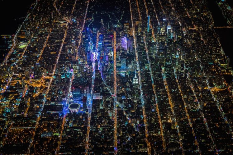 Times Square, USA, Night, City, Aerial view HD Wallpaper Desktop Background