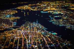 New York City, Tilt shift, USA, Night, City, Aerial view, Cityscape, Lights, Bokeh