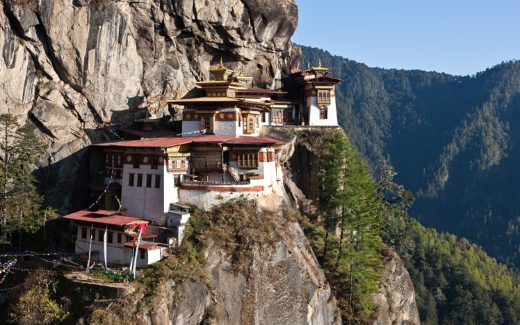 mountain, Bhutan, Cliff, House, Himalayas HD Wallpaper Desktop Background