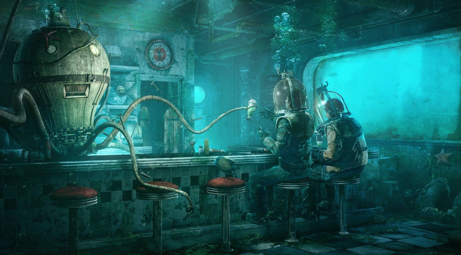 underwater, Restaurant, Robot, Octopus Wallpaper
